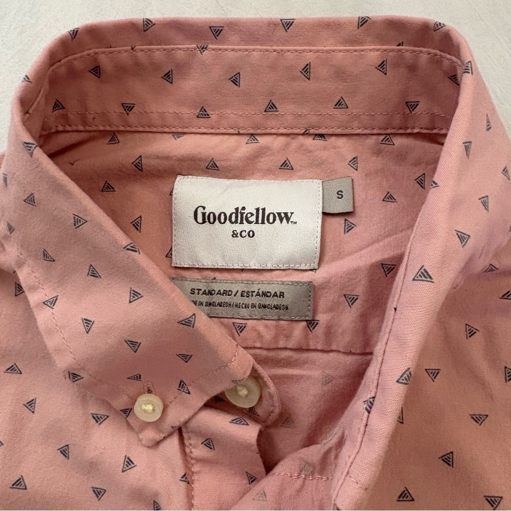 Goodfellow & Co Pink Button-Down Shirt with Micro Triangle Print